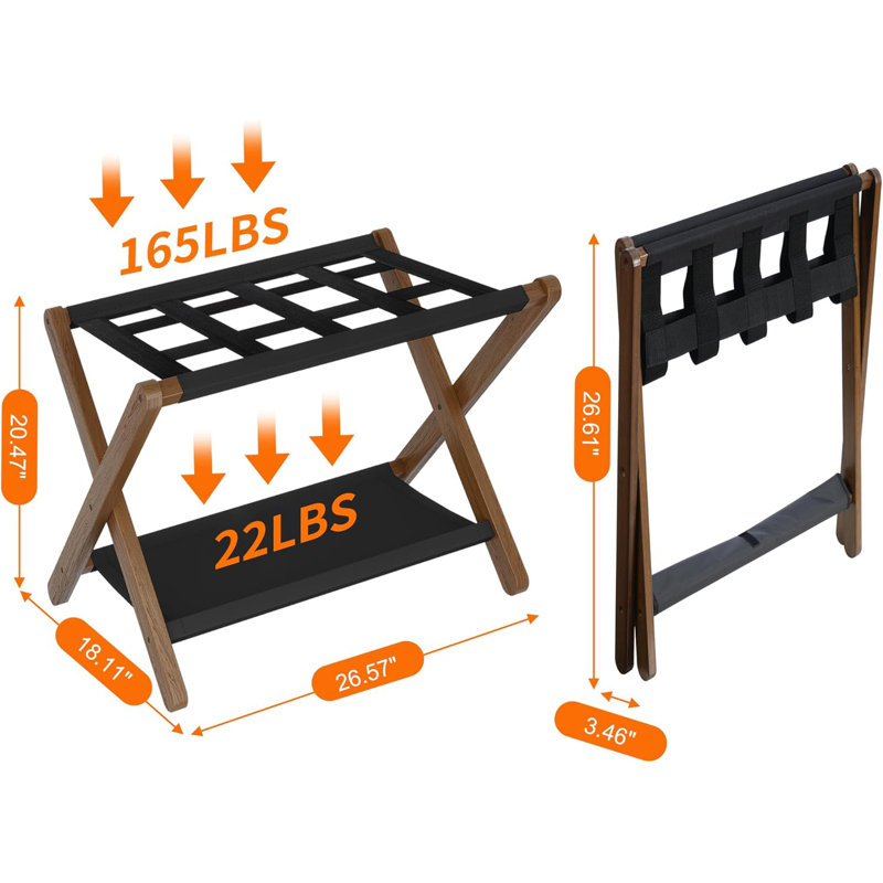 Folding Suitcase Stand With Storage Shelf