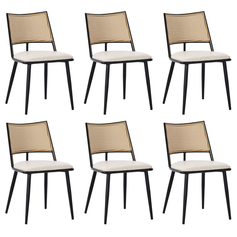 Chaises de salle à manger Minimalist Pe Rattan, 6, Noir