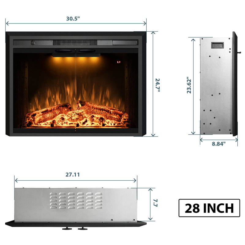 Saladin Electric Fireplace Inserts, 24.72" H x 30.51" W x 8.84" D