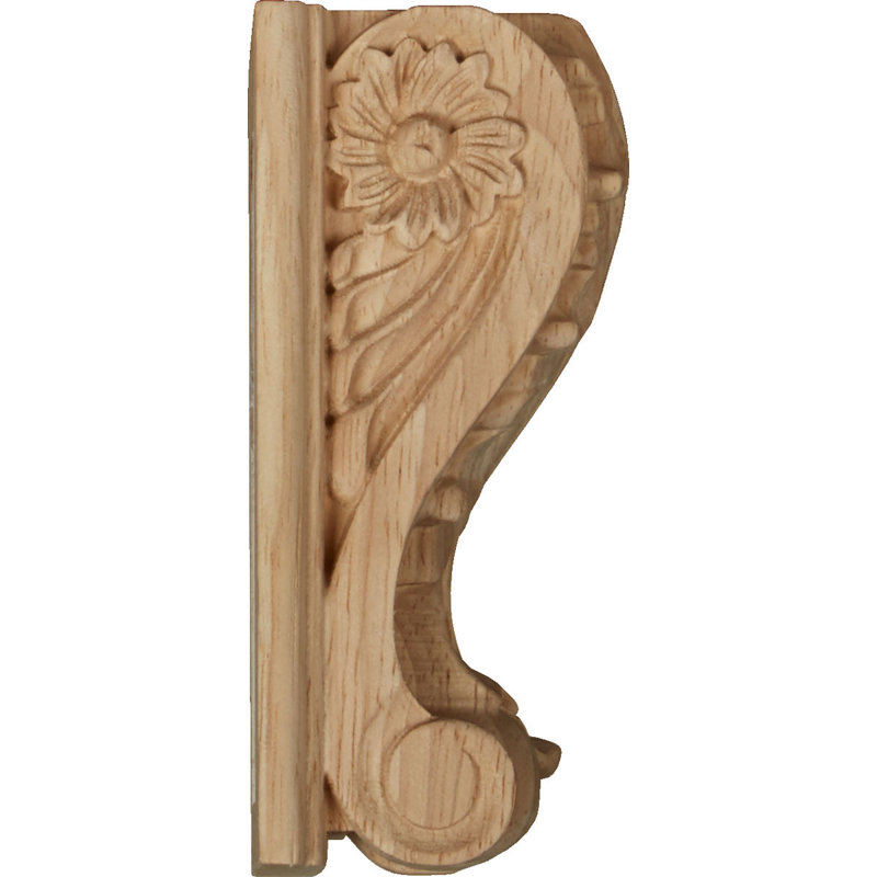 Bloc d'acanthe avec plaque corbeau en bois, H4,5 po x l 3,5 po x P 2 po, Hévéa