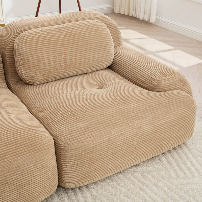 Canapé modulaire en forme de U de 152 po avec larges accoudoirs incurvés et chaises incurvées, sans assemblage, Chameau