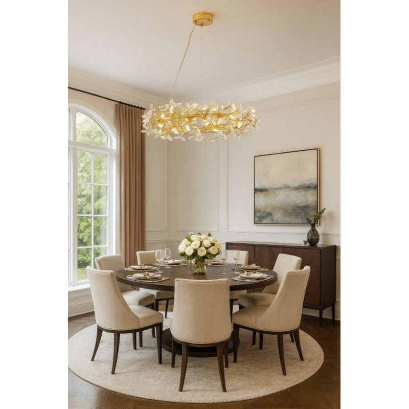 Transitional 12-Light Gold Crystal Chandelier 
