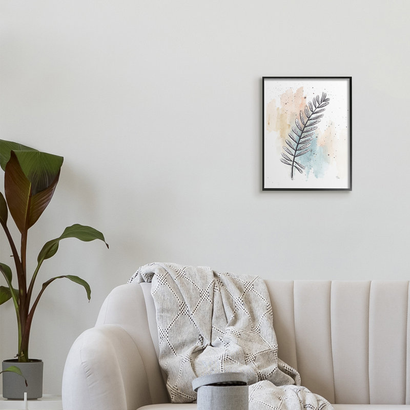 «Foliage Plant Stem over Blue» par Patricia Pinto - impression, Giclée encadrée noir minuit, H 14 po x l 11 po