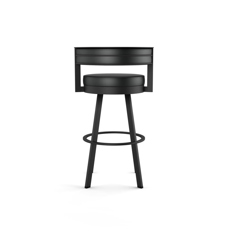 Tabouret de bar et de comptoir pivotant Matthews, Tabouret de bar (siège d'une hauteur de 30 po), Noir, Similicuir noir