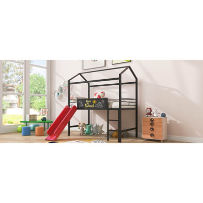 Fun Slide Loft Bed Metal House Playroom Creative Design