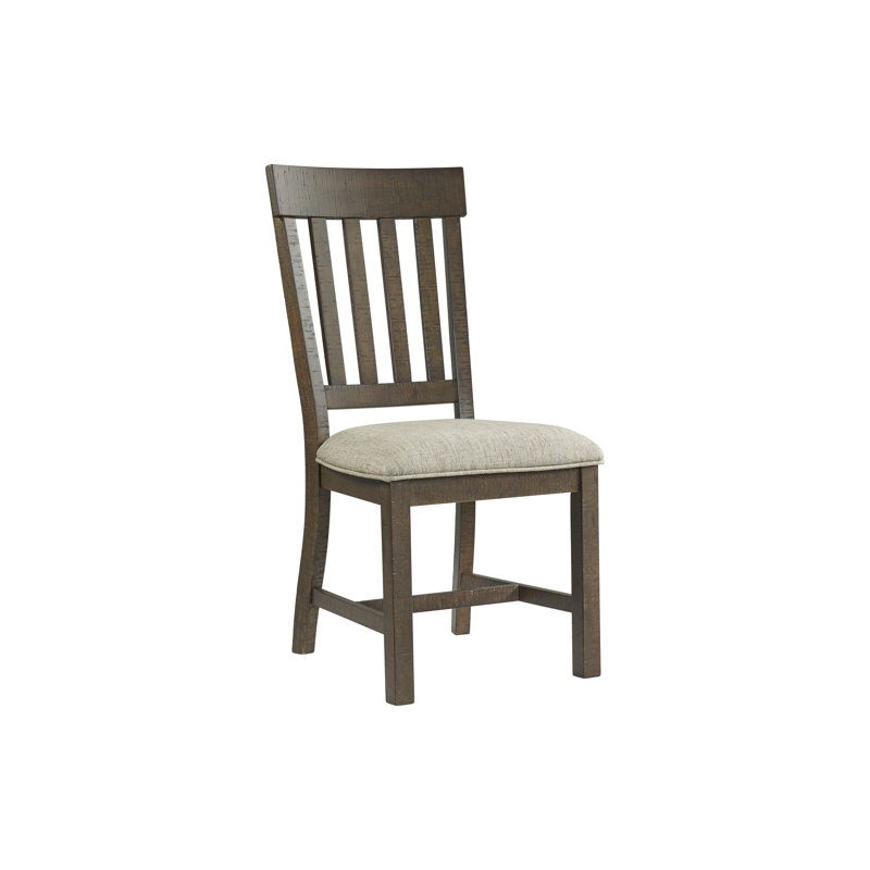 Costel Slat Back Side Chair with Cushion Seat, Brushed Charcoal