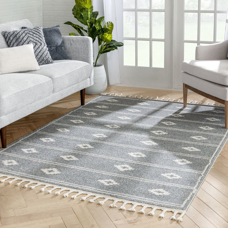 Serenity Tribal Moroccan Grey Rug, Rectangle 120 x 160cm