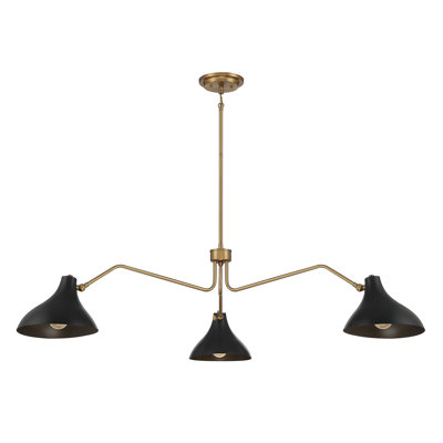 Lustre unique à 3 lumières en laiton naturel Elyse
