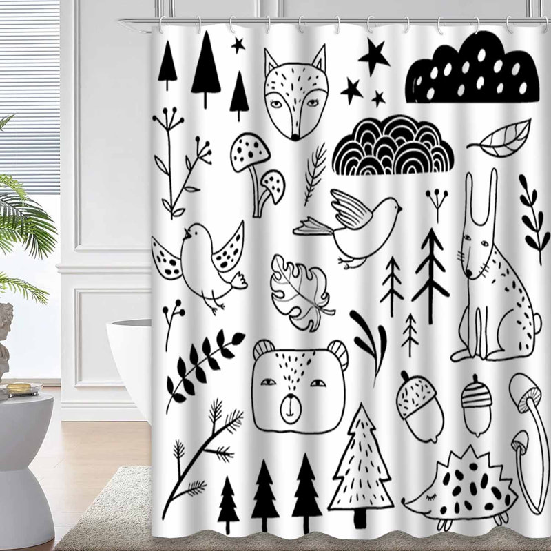 Rideau de douche avec 12 crochets, L 72 po x l 72 po