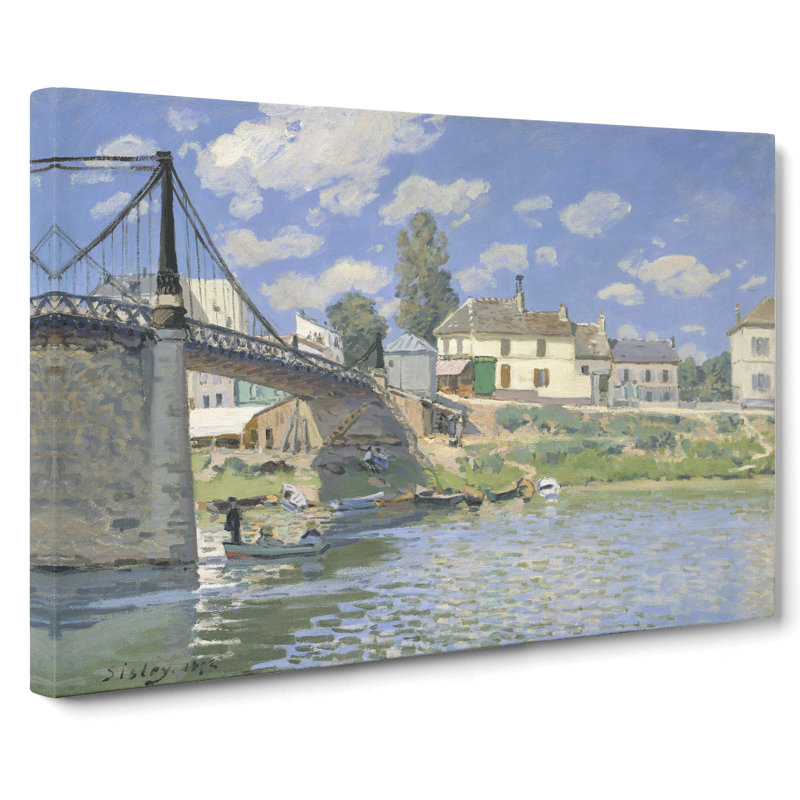 Bridge At Villeneuve-La-Garenne by Alfred Sisley - Wrapped Canvas Painting, 40cm H x 60cm W x 3cm D