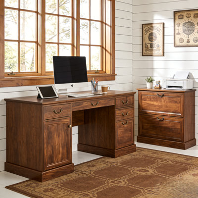 59'' W Rectangle Executive Desk with Storage Cabinet and Drawers, Workstation for Office Home