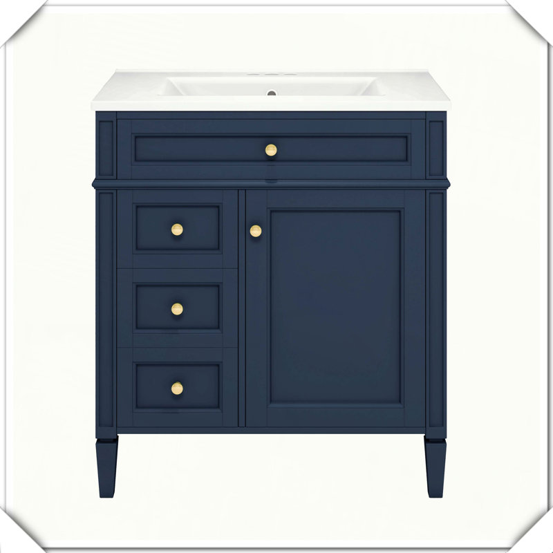 Meuble-lavabo simple moderne avec tiroirs de lavabo supérieurs, Marine