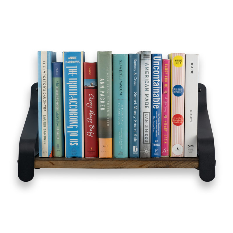 Dahl Elm Solid Wood Floating Shelf with Reclaimed Wood, 8.5" H x 16" W x 8" D
