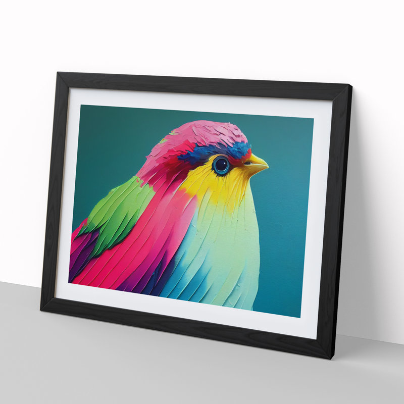 Colourful Bird Vol.3 - Single Picture Frame Print, Black, 46cm H x 64cm W x 2cm D