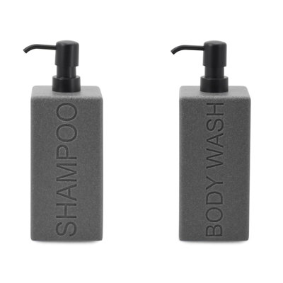 Ensemble rectangulaire de distributeur de shampooing et de nettoyant pour le corps en résine - Gris