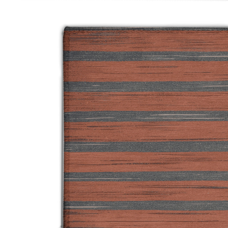 Tapis intérieur / extérieur brun HorizontalStripes, Rectangulaire 2 pi x 3 pi