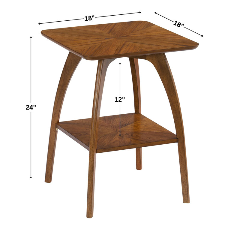 Atreu Square Wood End Table with Storage, Cinnamon