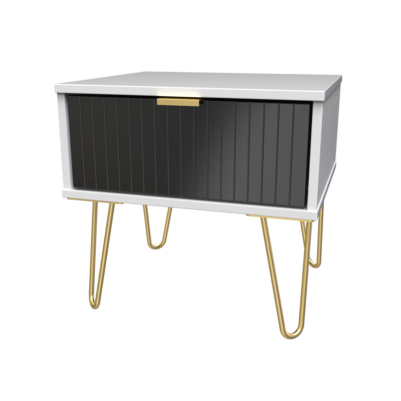 Beranda 45cm W Manufactured Wood Bedside Table, Deep Black/White