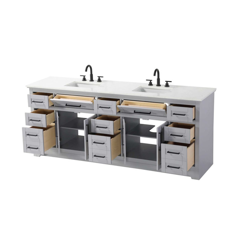 Meuble-lavabo double 84 po gris, Gris