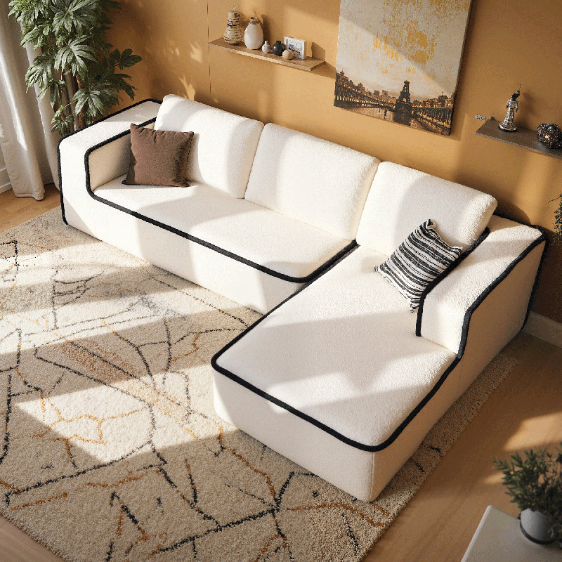 121" Boneless Oversized Modular Cloud Couch With Chaise, L-Shaped Deep Seat Sofa, Wide Armrests, Memory Foam, No Assembly