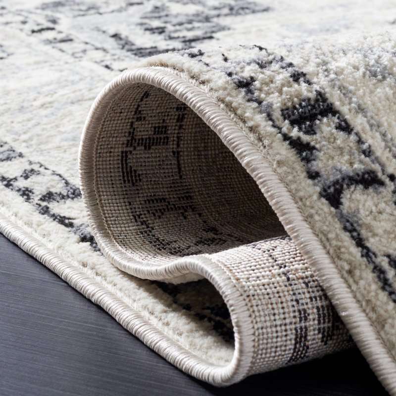 Tapis oriental ivoire / noir Ebner, Rond 6 pi 7 po