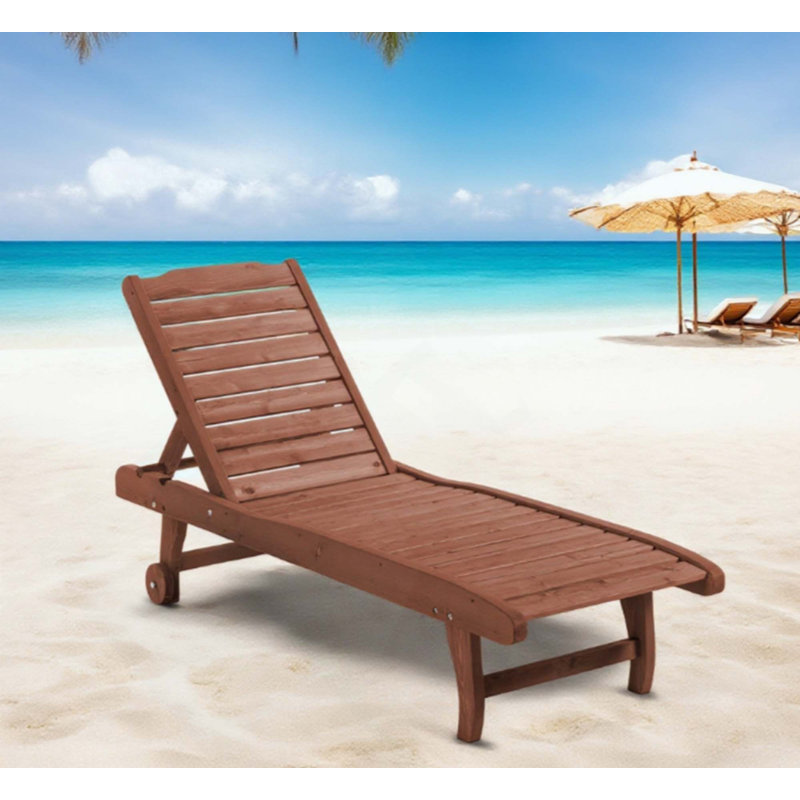 Chaise Lounge Chair Outdoor Wooden Pool Lounge Chair , Sun Chair, Brown