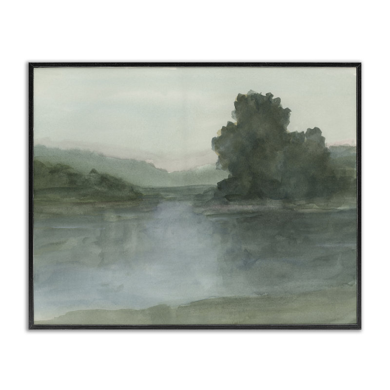 «Tranquil Lake at Twilight Giclee Art», conception par Ethan Harper, H 11 po x l 14 po, Giclée encadrée noir minuit