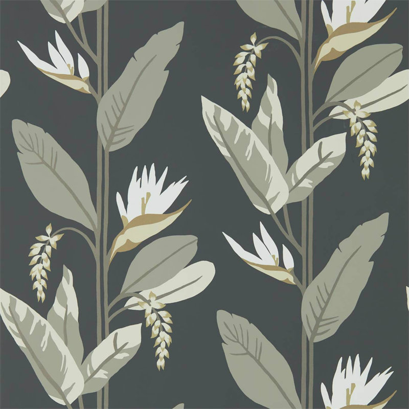 Llenya 10.05m x 68.6cm Wallpaper Roll, Jet/Stone/Gold