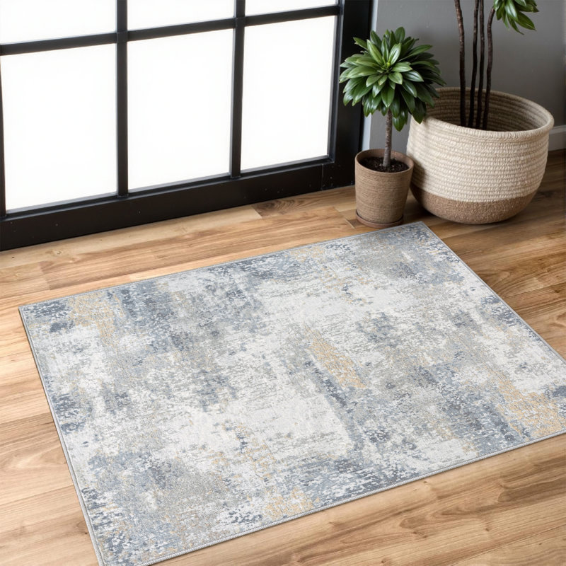 Tapis moderne lavable à la machine avec envers antidérapant, Rectangulaire 2 pi x 3 pi