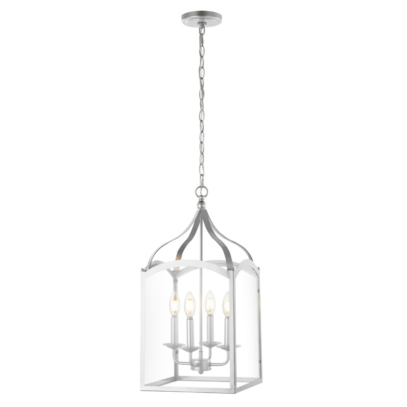 Luminaire suspendu rectangulaire à 4 lumières Viraj, Argent