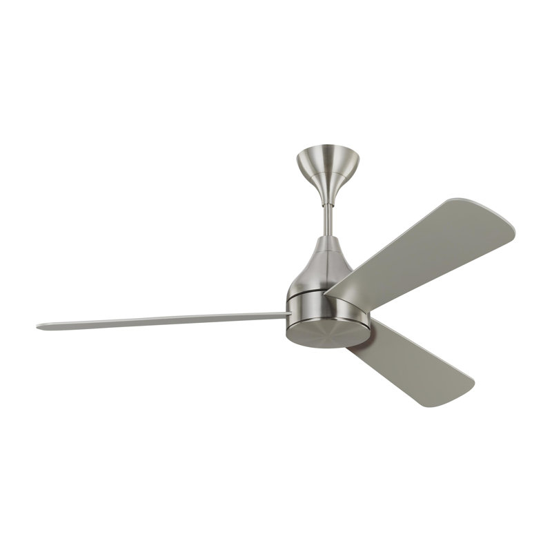 Smart LED Ceiling Fan, 60 inches, Brushed Steel with Silver/Walnut Reversible Blades