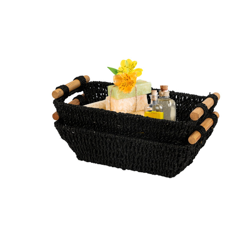 Petit panier de rangement en osier 2, Noir, noir, noir, noir