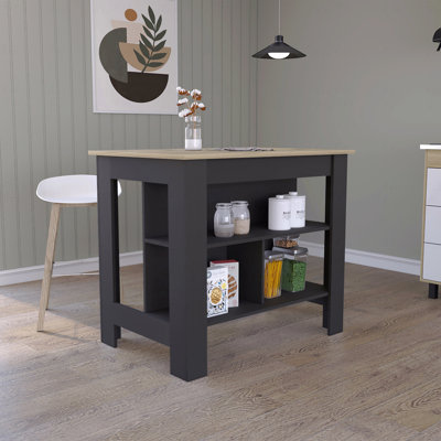 Îlot de cuisine, quatre pieds, trois tablettes
