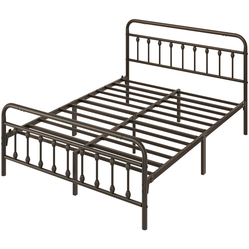 Metal Bed Frame with Vintage Headboard, Kingsize (5'), Bronze