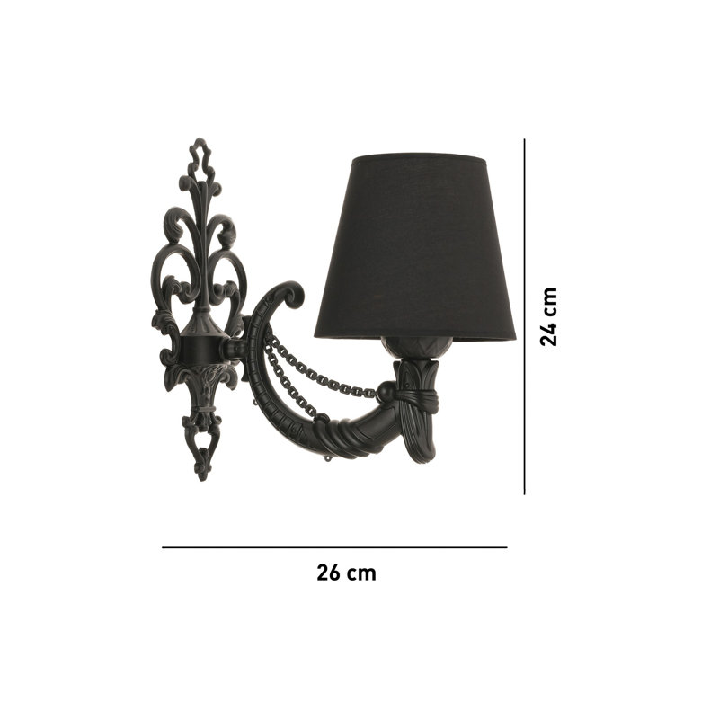 Elegant Black Wall Lamp, Metal Body, 9.8 x 3.9 x 10.2 inches | PVC Cap, Max 40W E27 Socket (Bulb Not Included) | Stylish & Modern Lighting Solution for Home Decor, IP20 Rated, Perfect for Living Room & Bedroom