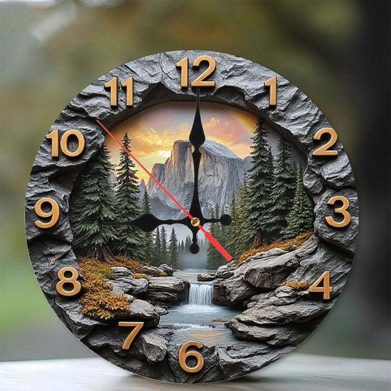 Yosemite Waterfall Mountain Landscape Wall Clock