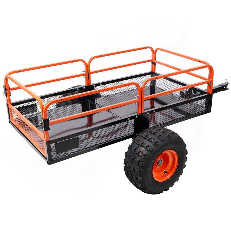 Capacité de charge de 1500 lb de poids lourd pour le tondeuse à gazon UTV Tractor Yard Garden Farming, Noir / Orange