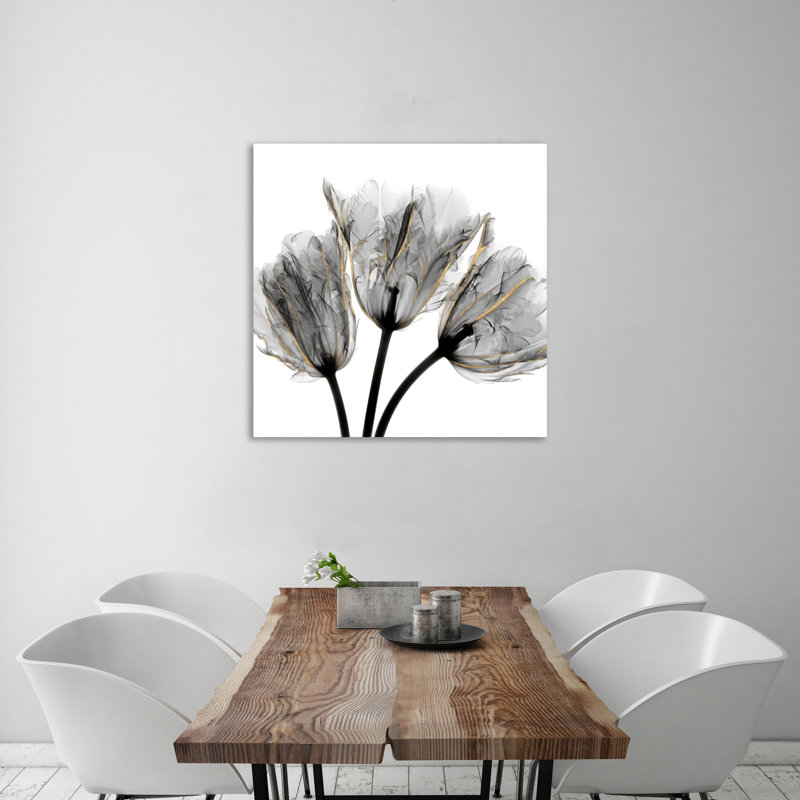 «Gold Embellished Tulips 3» par Albert Koetsier, reproduction d'art sur toile, H 18 po x l 18 po x P 1,5 po, Toile tendue