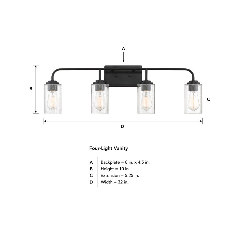 Cam 4 - Light Dimmable Vanity Light, Matte Black