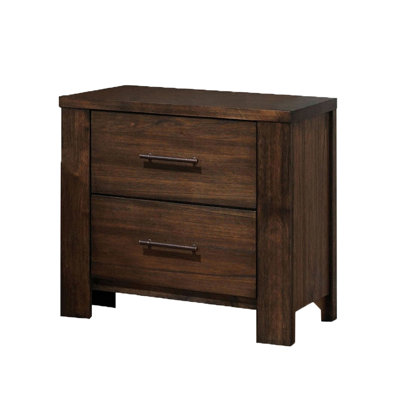 Oak Wooden Nightstand With 2 Drawers For Bedroom Captivate Bedroom, In Oak Hue Finish