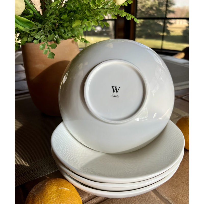 Light Rain Durable White Porcelain Cereal Bowl