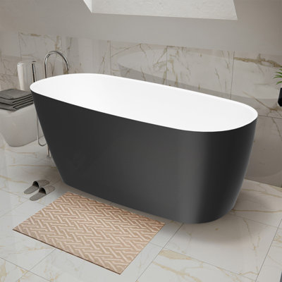59"L x 28"W Freestanding Acrylic Slipper Soaking Bathtub, Chrome Drain & Overflow, Modern Design for Luxury Bathrooms