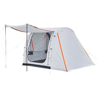 Tente gonflable de type VUS avec auvent, tente de hayon 3 saisons 6 x 8,7 pi avec portes ventilées et fenêtre en filet, tentes arrière de voiture imperméables PU2000mm pour le camping en plein air - Pompe à air incluse