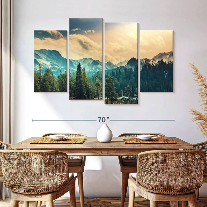 Ensemble de 4 pièces de paysage de montagne sur toile Sierra Nevada, H 42 po x l 68 po x P 1,25 po