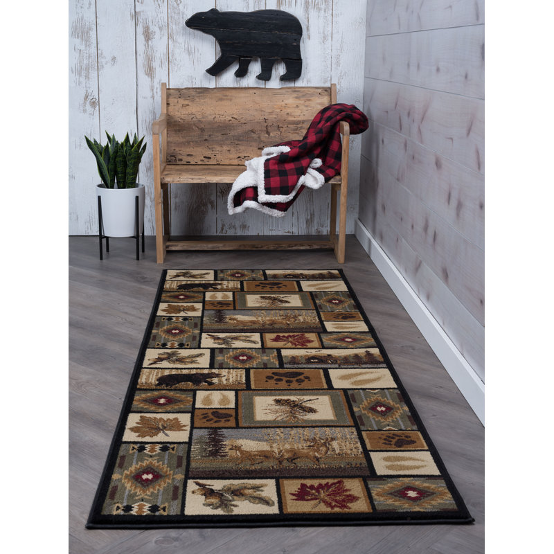 Tapis brun et beige de style Sud-Ouest, Tapis de couloir 2 pi 7 po x 7 pi 3 po