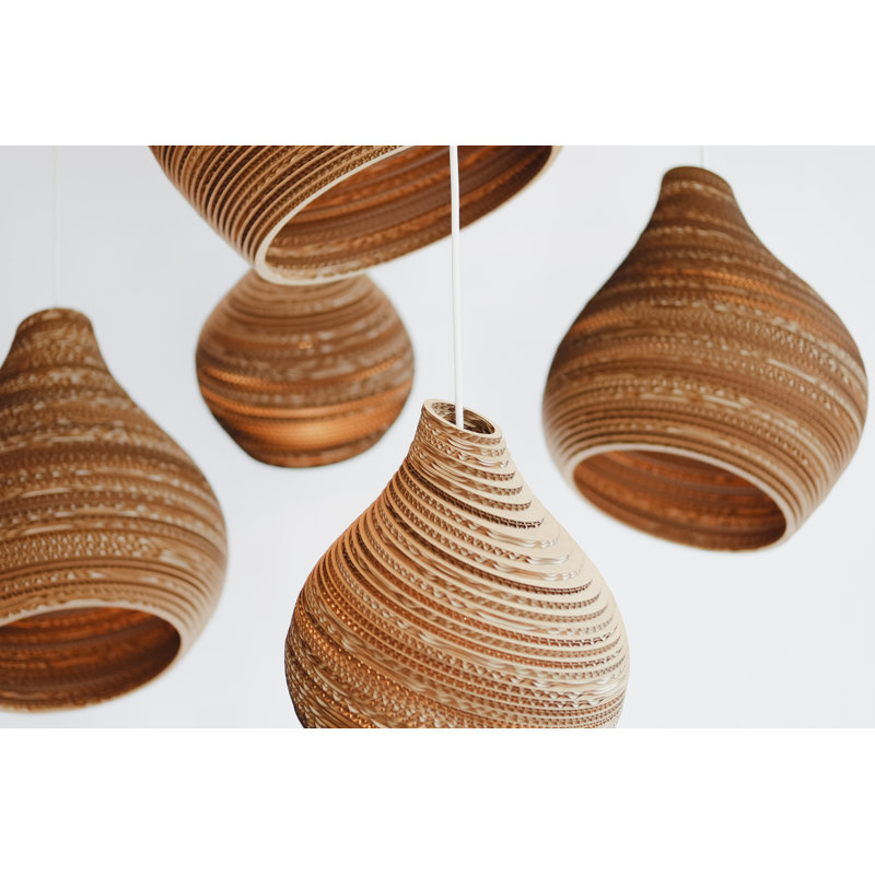 Scraplights Organic Hive Recycled Cardboard Pendant Light, 18" H x 15" W x 15" D, Natural