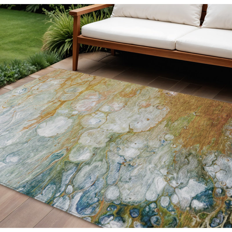 Tapis intérieur lavable abstrait orange 8 pi x 10 pi