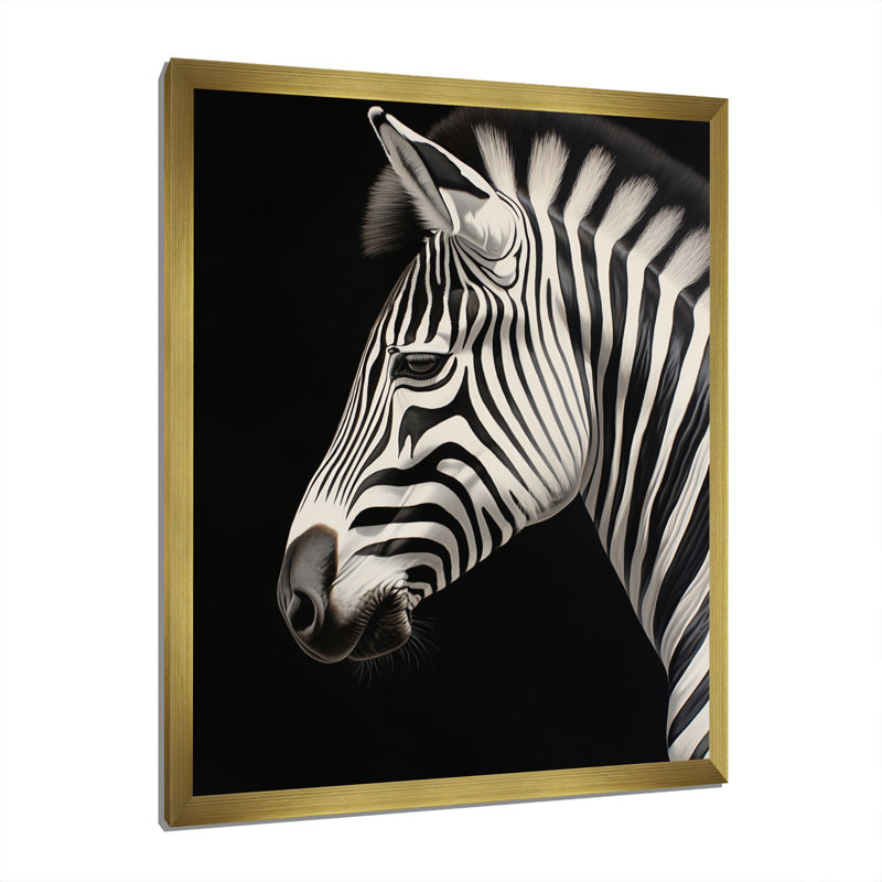 Portrait de zèbre noir et blanc IV, Or, H 20 po x l 12 po x P 1 po
