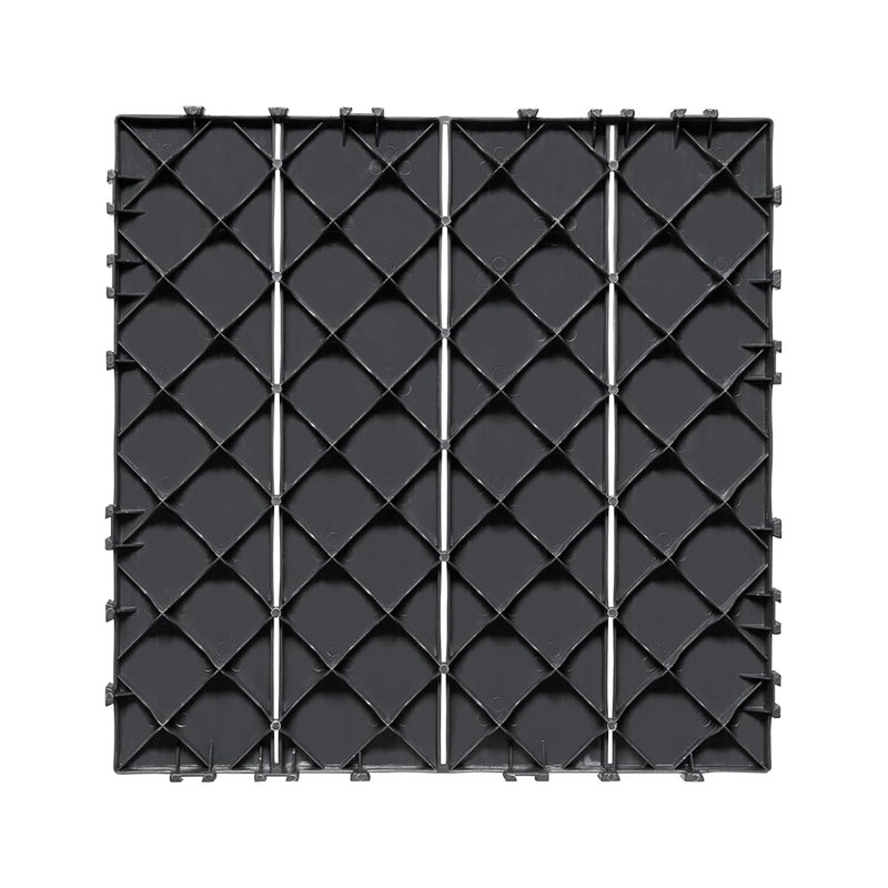 Carreaux de terrasse en plastique emboîtables - Paquet de 36, Revêtement de sol extérieur antidérapant imperméable pour patio, porche, piscine, balcon, cour arrière, gris foncé