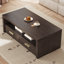Table basse Mid-Century avec rangement, noyer